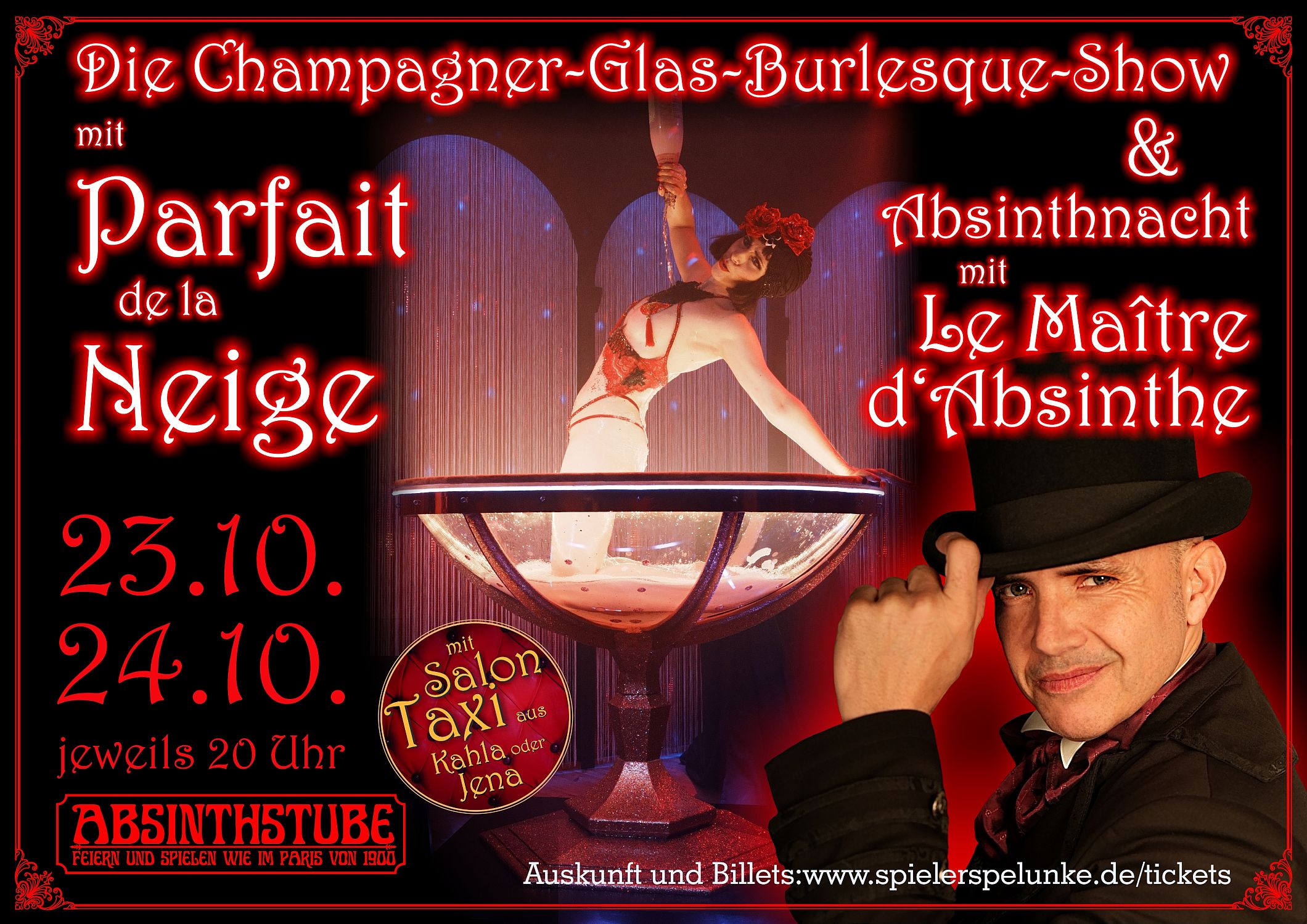Champagnerglas-Burlesque-Show mit Parfait de la Neige in der Spielerspelunke Champagnerglas-Burlesque-Show mit Parfait de la Neige in der Spielerspelunke